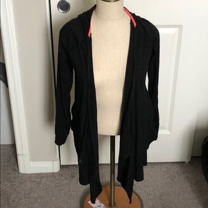 C9 black hooded drape front cardigan